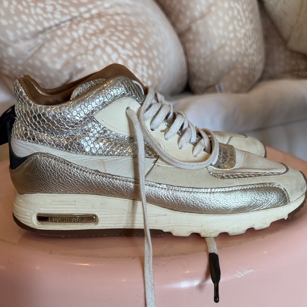 Women's Silver and Cream Sneakers